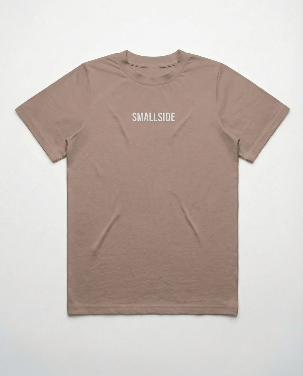 Brown t-shirt with 'SMALLSIDE' logo on a white background